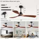 52 Ceiling Fans with Remote Control/Dimmer and Color Reduction with 3 Solid Wood Fan Blades, Ceiling Fan can be Used Indoors and Outdoors for Living Room, Dining Room, Pavilion Yard.