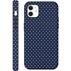 Case for iPhone 12/12 Pro, Glossy Hybrid 2-Layer Hard Shell, Aesthetic Scratch Resistant Cover, Navy Blue Polka Dot