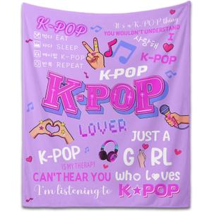 Kpop Gifts Blanket for Teen Girls - Kpop Merch, K pop Gifts for Girls Women Fans K-Pop Lover, K Pop Birthday Decorations for BFF Girls, Christmas Birthday Graduation Kpop Blankets for Girls 60''x50''
