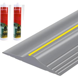 ToLanbbt 16.5Ft/5M Universal Garage Threshold Seal Strip with 300ml Black Adhesives, Garage Door Bottom Weatherproof Strip Rubber DIY Weather Stripping Replacement (Grey+Yellow)