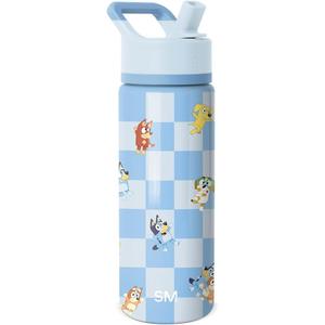 Simple Modern Bluey Kids Water Bottle with Straw Lid | 18oz Insulated Stainless Steel Kids Tumbler & Spill Proof Toddler Cup for School, Girls, Boys | Summit | Bluey Checkmate