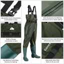Gonex Chest Waders Hunting Fishing Waders for Men Women Waterproof 70D Nylon Wader for Duck Hunting Fishing, Green, Sizes 11