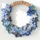 Floroom Mini Artificial Flower Heads Dusty & Navy Blue Fake Peony Daisy Rose Multicolor Small Faux Silk Flower Heads for Cake Craft Garland Wedding Party Graduation Cap DIY Home Decoration, 0.8"-3.6"