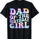 Dad of The Birthday Girl Tie Dye Colorful 1st Bday T-Shirt size XL