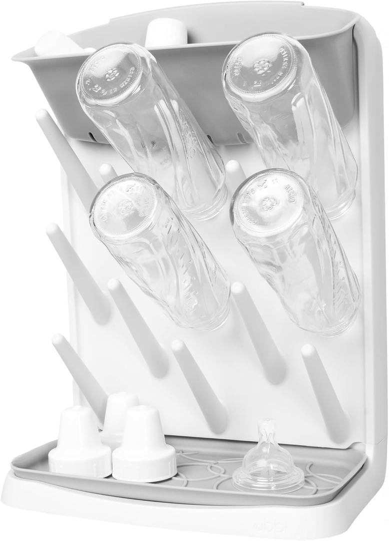 Ubbi Vertical Baby Bottle Drying Rack, Space Saving Countertop Drying Rack Baby Organizer, Gray