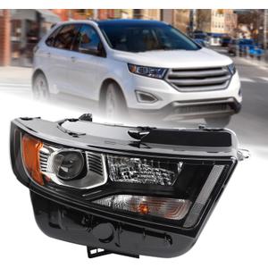 Duolctarms Black Housing Amber Corner Headlight Headlamp Assembly Compatible for 2015-2018 Ford Edge Right Passenger Side FO2503342
