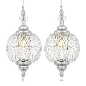 Ditoon Brushed Nickel Pendant Lights Kitchen Island 2 Pack, Vintage Bathroom Pendant Light with Detachable Glass Shade, Adjustable Hanging Light for Kitchen Island Lighting, Farmhouse, G9 Base
