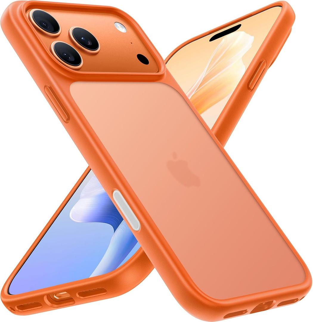 TORRAS Shockproof for iPhone 17 Pro Max Case with Camera Control Button, [12FT Military Grade Drop Protection] Enhanced Grip & Soft Touch Translucent 17 Pro Max Case with DIY Buttons, Cosmic Orange
