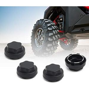 CPOWACE Tire Wheel Hub Caps Compatible with Polaris RZR PRO XP 4 2020-2021/ Can Am Defender MAX HD5 HD8 HD10 2016-2019 Accessories Black Dust Center Hub Cap Covers (4PCS)