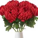 6pcs Large Chrysanthemums Artificial Flowers 18.8 in Red Artificial Mums Flowers Silk Flower Spider Mum Flower for Floral Arrangements Bouquets Home Decor (red)