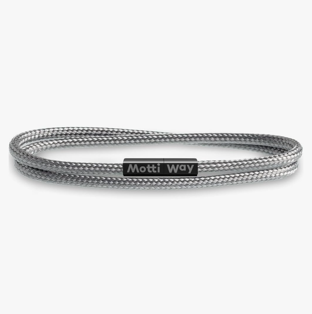 Nautical Durable Black Rope Cord Cuff Unisex Waterproof Bracelet with Magnetic Clasp for Men & Women, XL