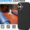 SHIELDON Genuine Leather Case for iPhone 17 6.3 Inch 2025 | Compatible with Magsafe, Camera Button Updated, Slim Magnetic Wireless Charging, Anti-Scratch, Shockproof, Protective Phone Cover - Black