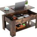 PIKAQTOP Wooden Lift Top Coffee Table with Hidden Compartment and Storage Shelf - Versatile and Stylish Rectangle Table for Living Room (Brown)