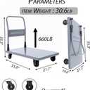 Bhaerynden Folding Platform Hand Truck, 660 lb Push Cart Dolly with Quiet Wheels, 35.0 x 21.7 in, Graphite Grey