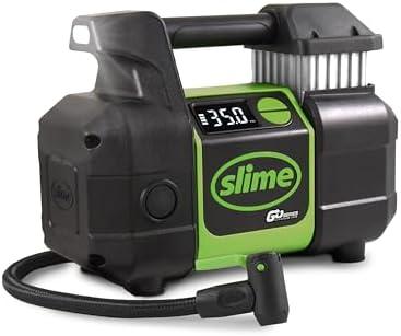 Slime 40086 Tire Inflator, Cordless, Pro Power, Portable Air Compressor Pump, Auto Shut-Off, Lithium Ion Battery and LED Light, Rechargeable, 3 min inflation