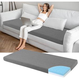 HOMBYS 3 Inch Memory Foam Sofa Topper Pad, 71" L x 27.5" W Inch Couch Topper Cushion with Washable Cover for Sofa, Couch Cover Pad with Non Slip Bottom