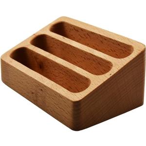 enyuwlcm Wood Desktop Business Card Holder for Desk Cute Business Card Display Stand for Office Home with 3 Slots
