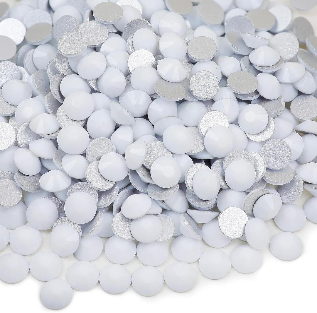 2 x ss10 Solid Chalk White Flatback Rhinestones 7200pcs, 50 Gorss 2.8 mm Bling White Glass Rhinestones Glue Fix Stone for Tumbler, Shoes, Clothes,Makeup,Nail Art,DIY Crafts