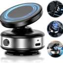 Upgraded Electric Vacuum Suction Cup Phone Mount,360 Adjustable Magnetic Suction Phone Mount,Nixie Phone Holder for Car/Gym/Mirror/Smooth Surface, Compatible with Magsafe iPhone (Silver)