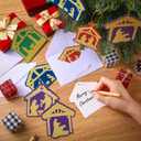 2 x 48 Set Mini Nativity Scene Religious Christmas Cards Bulk with Envelopes and Hanging Rope Unique Shaped Xmas Tree Ornament Greeting Cards Decoration for Christmas Holiday Party Supplies