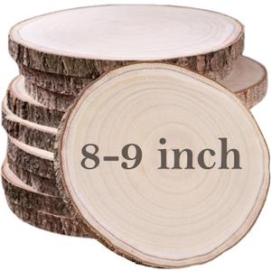 10 Pcs Natural Paulownia Wood Slices 8-9 Inches, Wood Slices for Centerpieces Table Decorations, Unfinished Rounds for Crafts, for Rustic Wedding Decoration Projects