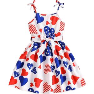 Casual Cami Dress for Girl, Adjustable Short Skirt Sleeveless 8-12 Dresses for Teens School (Red)