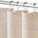 XOGUIBO Linen Shower Curtain Beige, Fabric Boho Farmhouse Shower Curtains for Bathroom Cream Cotton Natural Cloth Liner Set 72" W x 96" L