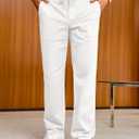 Runcati Mens Casual Pants Drawstring Elastic Waist Cotton Trousers Lightweight Loose Fit Chino Pants (L)