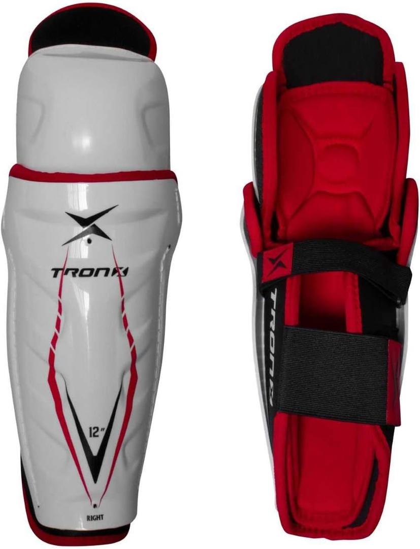TronX Force Junior Youth Kids Ice Hockey Shin Guards (8 Inch - 3'4" - 3'9")