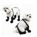 BECROWM Waterproof Dog Boots for Small/Medium Dogs Dog Paw Protectors Dog Suspender Boots AntiSlip Pet Shoes for Outdoor Walking, Reflective StayOn,DirtProof Comfortable Booties (Black, Small)