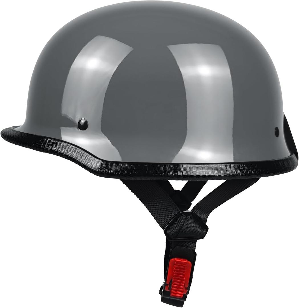 German Style Motorcycle Helmet,Adult Large Head Half Helmet Open Face DOT Approved, Motorcycle Cruiser Scooter Cool Plus Size Helmet(Gray,X-Large)