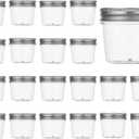 novelinks 4 oz Small Plastic Jars with Lids, 20 Pack Mini Plastic Mason Jars with Lids 4oz, Craft Storage Containers & Canning Jars & Small Spice Jars for Kitchen Organization (20 Pack,Silver)