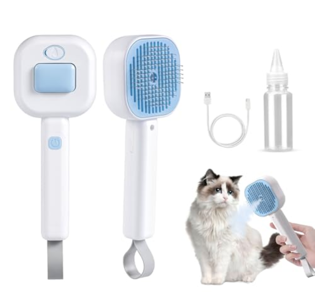 Pack of 2 Cat Steam Brush，3 In 1 combs for indoor cats，pet steam brush for shedding,Dog shedding for Long and Short Hair Dogs and Cats Pet Grooming Brush Remove Tangled Loose Hair (Blue)