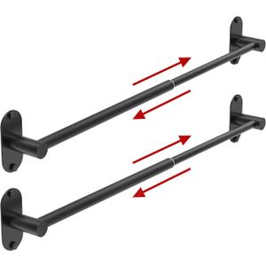 Towel Bar, Adhesive or Drill Wall Mount, Matte Black, 2 Pack