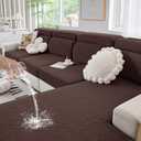 Hyha Waterproof Couch Cushion Covers, Stretch Magic Sofa Seat Slipcover, Waterproof Sectional Couch/Sofa Cushion Covers for Pets Washable with Elastic Bottom(3PC, Chocolate) 27"D x 94.5"W x 8"H