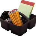 Teacher Created Resources Black Portable Plastic Storage Caddy 6-Pack for Classrooms, Kids Room, and Office Organization, 3 Compartment