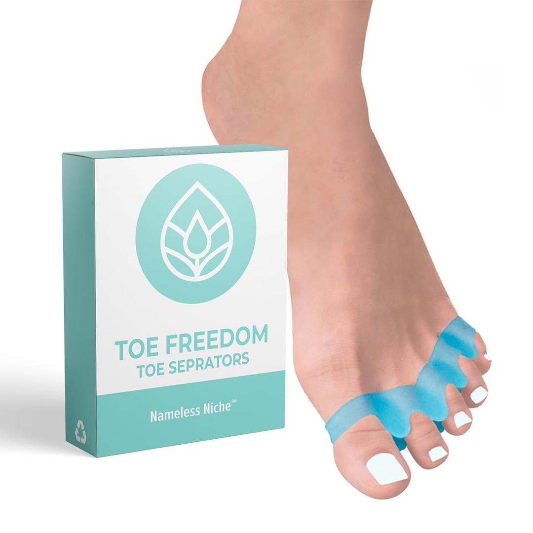 4 x Toe Separators Bunion Corrector - Toe Spacers Yoga Toes Separators for Foot Pain Relief for Hammertoes - Toe Stretcher for Men and Women - 1 Pair - Blue