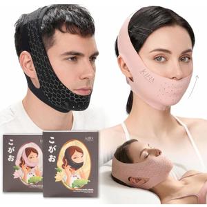 Premium Chin Strap for Sleeping & Anti Snoring, CPAP Chin Strap to Keep Mouth Closed, Jawline Shaper & Double Chin Reducer, Tape-Free Alternative to Mouth Tape for Sleeping (Adjustable, Breathable) (Coral Pink (Size M))