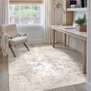 4x5 Washable Area Rug Beige Grey Abstract Non Slip Soft Low Pile Rug for Entryway Kitchen Bathroom Neutral Modern Throw Carpet for Living Room Bedroom Home Decor