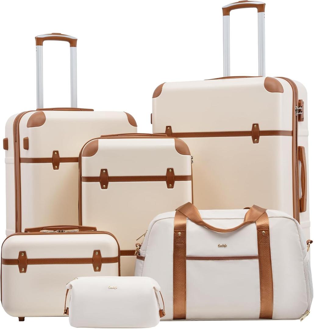 Coolife Luggage Set 3 Piece Suitcase Set Carry On Luggage PC Hardside Luggage TSA Lock Spinner Wheels Telescopic Handle (White)