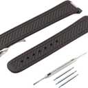 20mm Rubber Silicone Replacement Watch Band for Omega Seamaster 300 AT150 Aqua Terra 8900 Steel Buckle Series Watch Strap (Black / Orange / Silver)