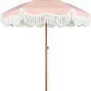 AMMSUN Boho Fringe Umbrella, 6.5ft Outdoor Umbrella with Tassel