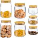Glass Food Storage Jars with Lids, (40.5oz/29oz/17oz), 7 Packs Hand Blown Glass Storage Containers with Lids, Pantry Organization