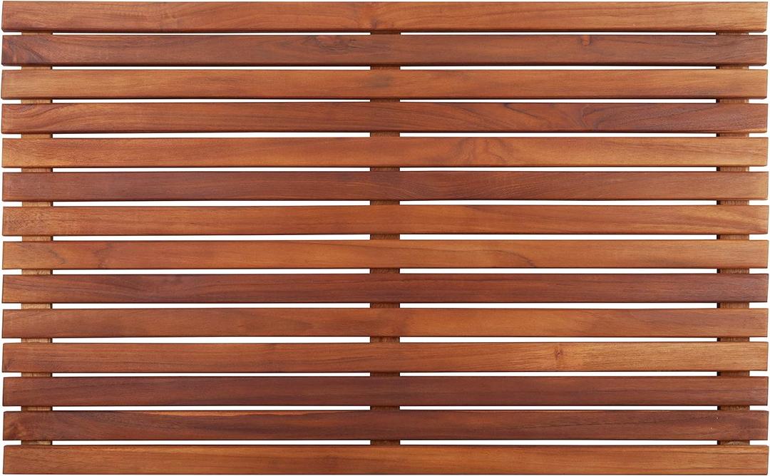 Nordic Style Premium Teak Shower and Bath Mat for Indoor and Outdoor Use - Non-Slip Wooden Platform for Spa, Sauna, Pool, Hot Tub - Flooring Decor and Protector 31.4" x 19.6" (Oiled Finish)