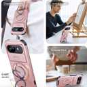 JAME for Google Pixel 10A Case, Ring Holder Stand Kickstand, Slide Camera Cover with Screen Protector, Dual-Layer Shockproof Protective, Magnetic Accessory Friendly Google Pixel 10a Phone Case, Pink