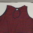 Women's Stripe Ribbed Knit Tank Tops Summer Casual Slim Fit Sleeveless Tops for Daily Wear (Medium, Zs-navy Blue Red Stripe)