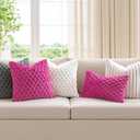 MIULEE Hot Pink Faux Fur Decorative Throw Pillow Covers 16x16 Inch Set of 2 Super Soft Cozy Plush Cushion Cases Luxury Fluffy Pillowcases for Sofa Couch Bed Living Room