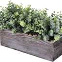 Plantas de eucalipto sinttico en maceta de madera rectangular rstica, arreglo de vegetacin de eucalipto artificial, planta en maceta en verde polvoriento para centro de mesa de boda, oficina, mesa,