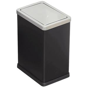 2.6 Gallon Small Office Bathroom Trash Can with Swing Lid,Living Room Bedroom Garbage can Wastebasket bin,Metal Decor Trash Can(Black)