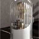 360Rotating Makeup Brushes holder with Lid Make Up Organizers and Storage for Vanity Countertop or Bedroom Dresser Transparent white